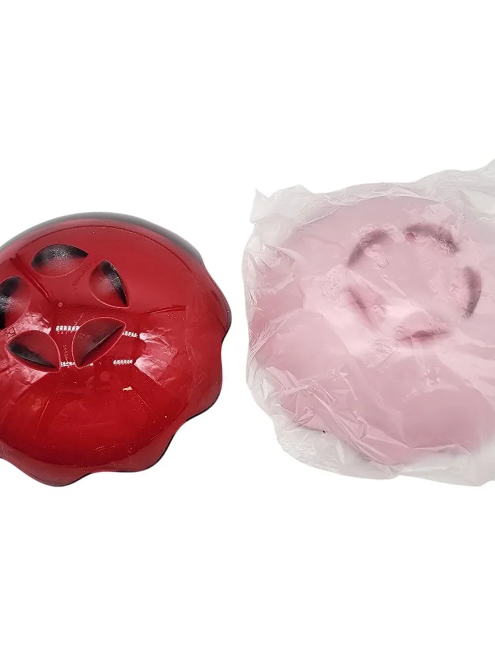 Tupperware Scalloped Twin Shell Bowls Candy Dish Red Pink